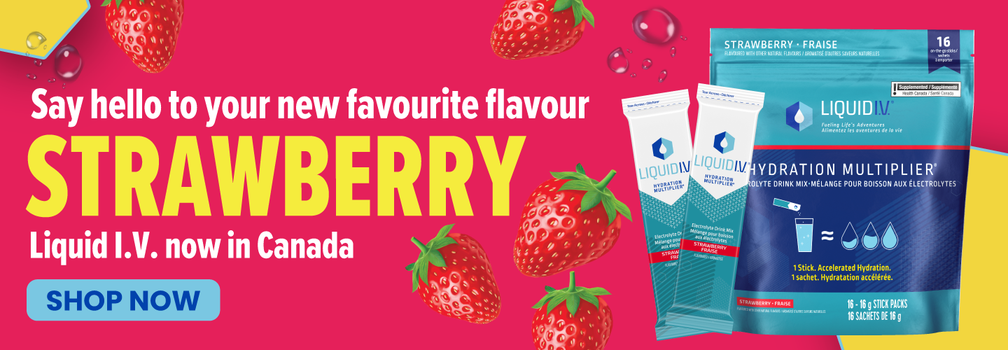 Say hello to your new favourite flavour, Strawberry Liquid I.V. now in Canada. Shop Now