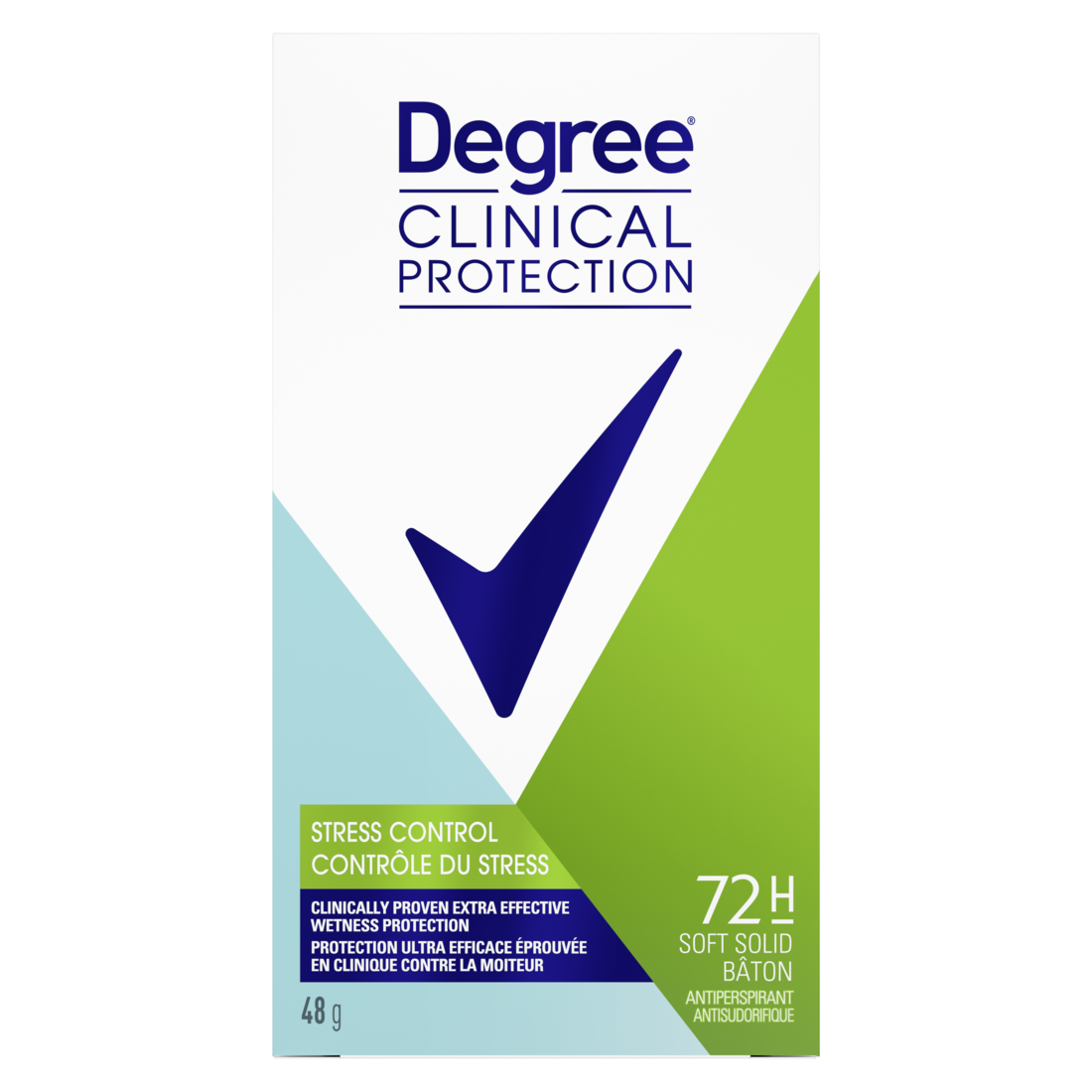 Degree Clinical Protection Antiperspirant Stick for sweat protection Stress Control antibacterial odour protection 48 g