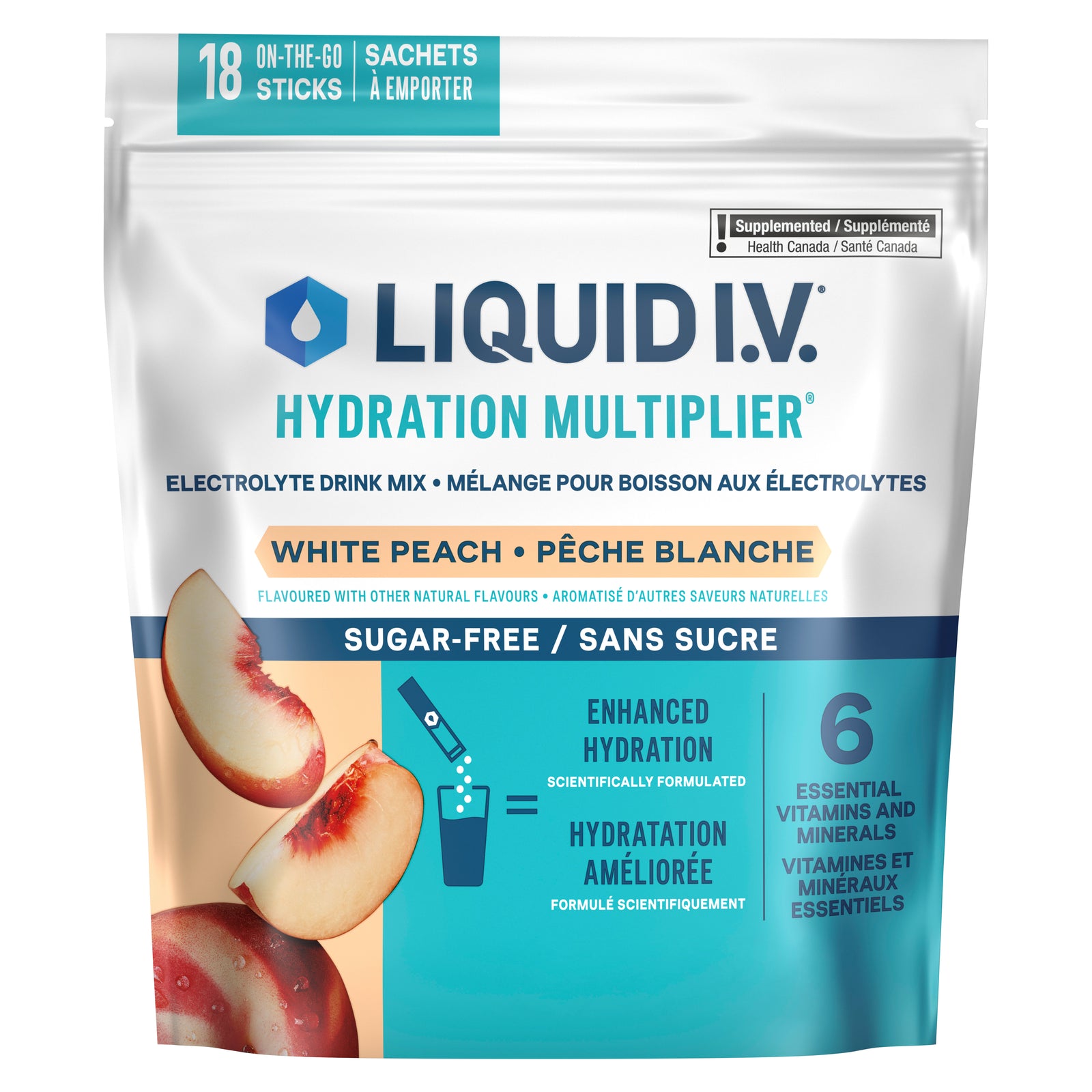 Liquid I.V.® Hydration Multiplier Sugar-Free White Peach Electrolyte Drink Mix 18ct