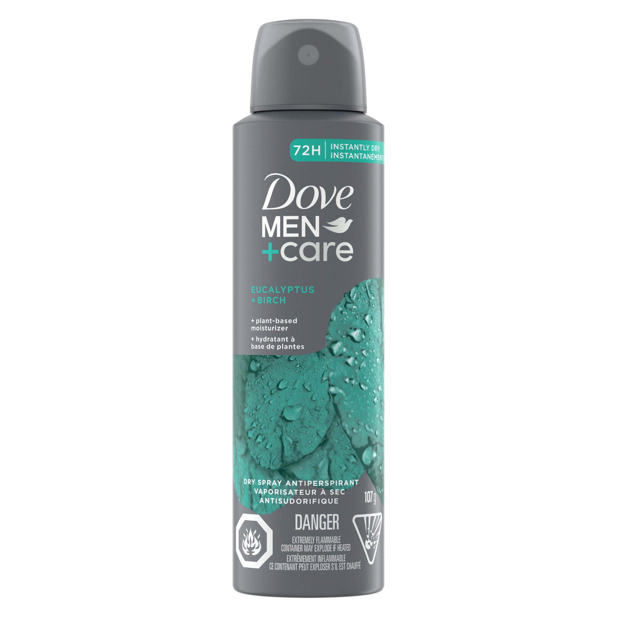 An image showing the frontside view of the Dove Men Care Eucalytus product packaging.