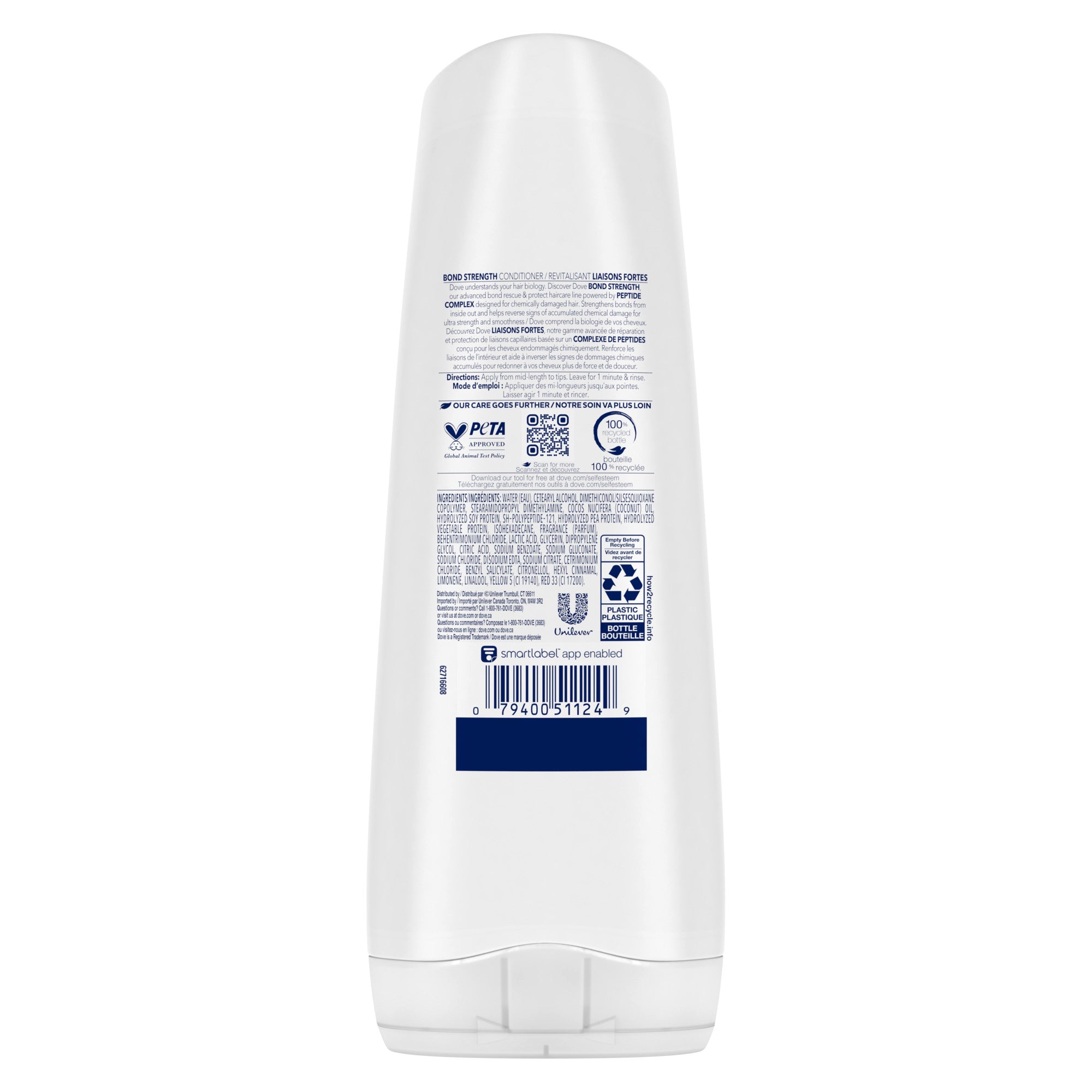 An image showing the frontside view of the Dove Bond Strength Repair Conditioner product packaging.