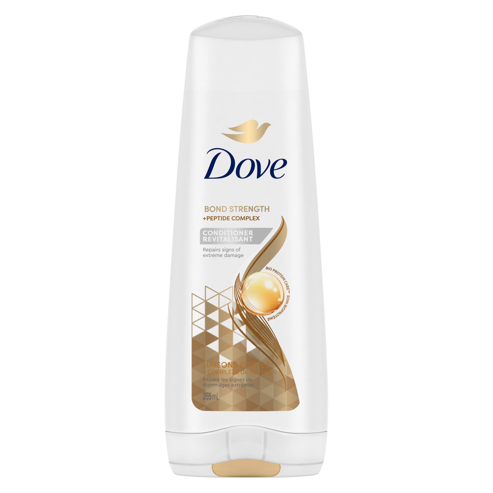 An image showing the frontside view of the Dove Bond Strength Repair Conditioner product packaging.