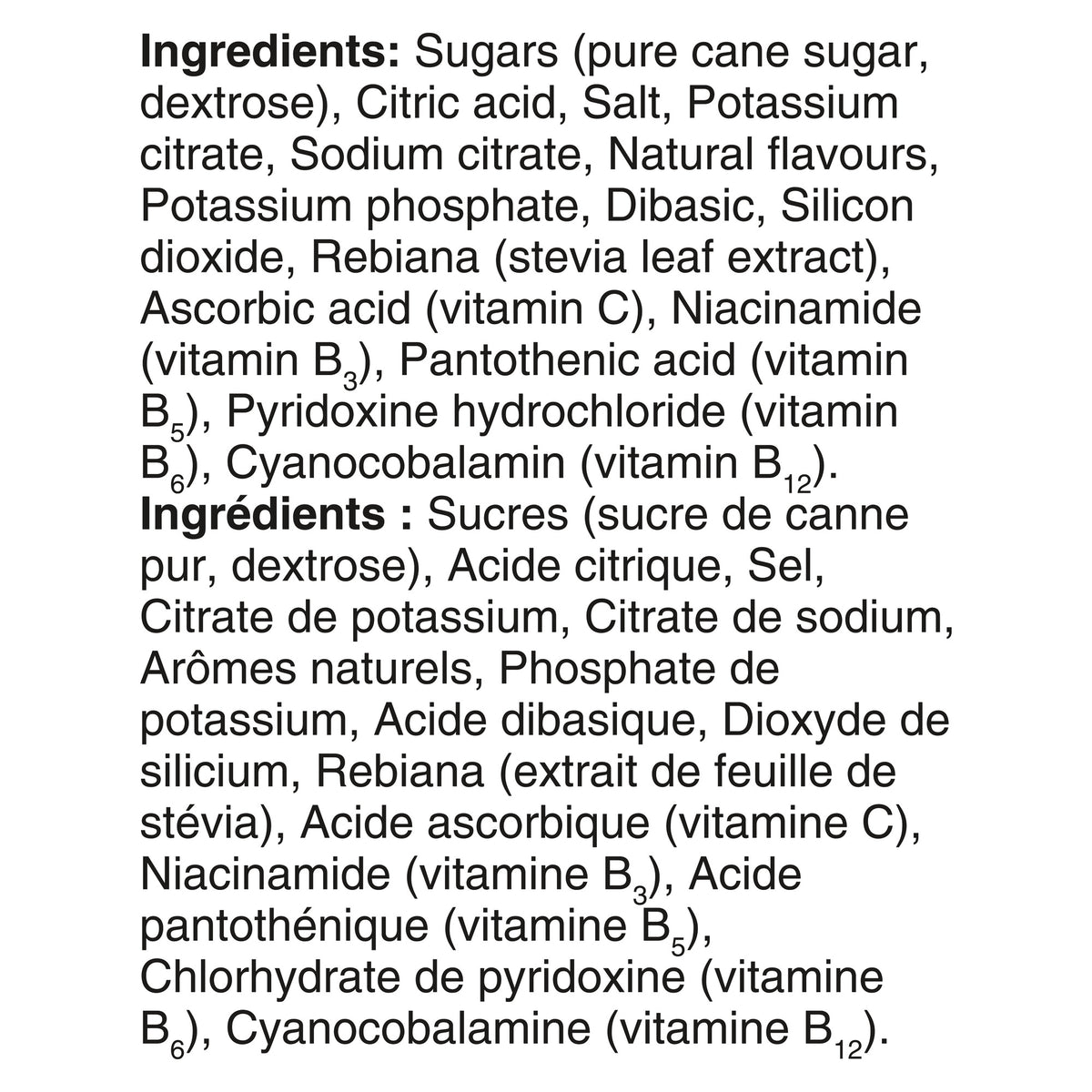 Showing the nutritional label as it appears on the Liquid I.V. Hydration Multiplier Lemon Lime product packaging.
