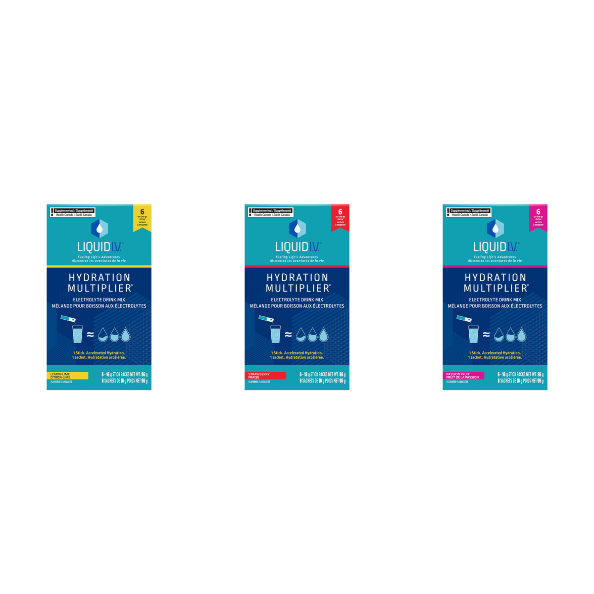 Liquid I.V. Variety Pack (Lemon Lime, Strawberry &amp; Passion Fruit)