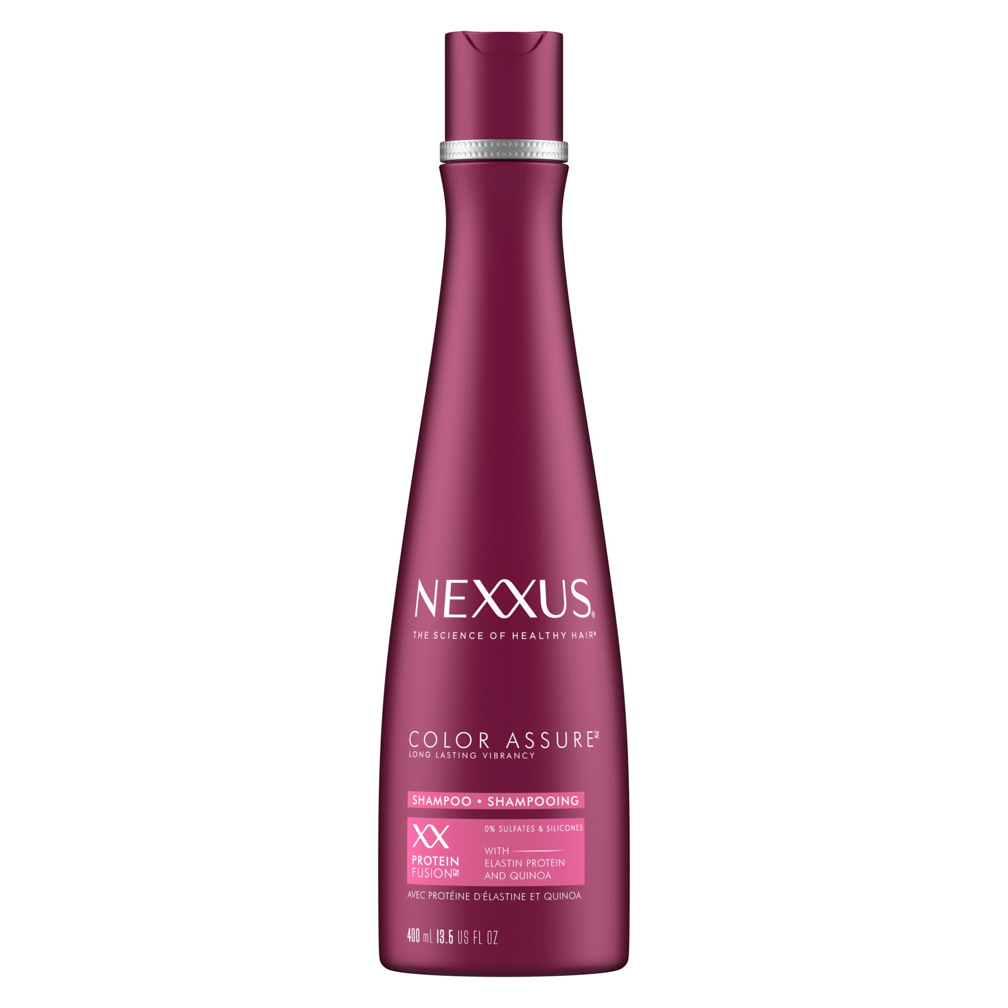 An image showing the frontside view of the Nexxus Colour Assure Shampoo product packaging.