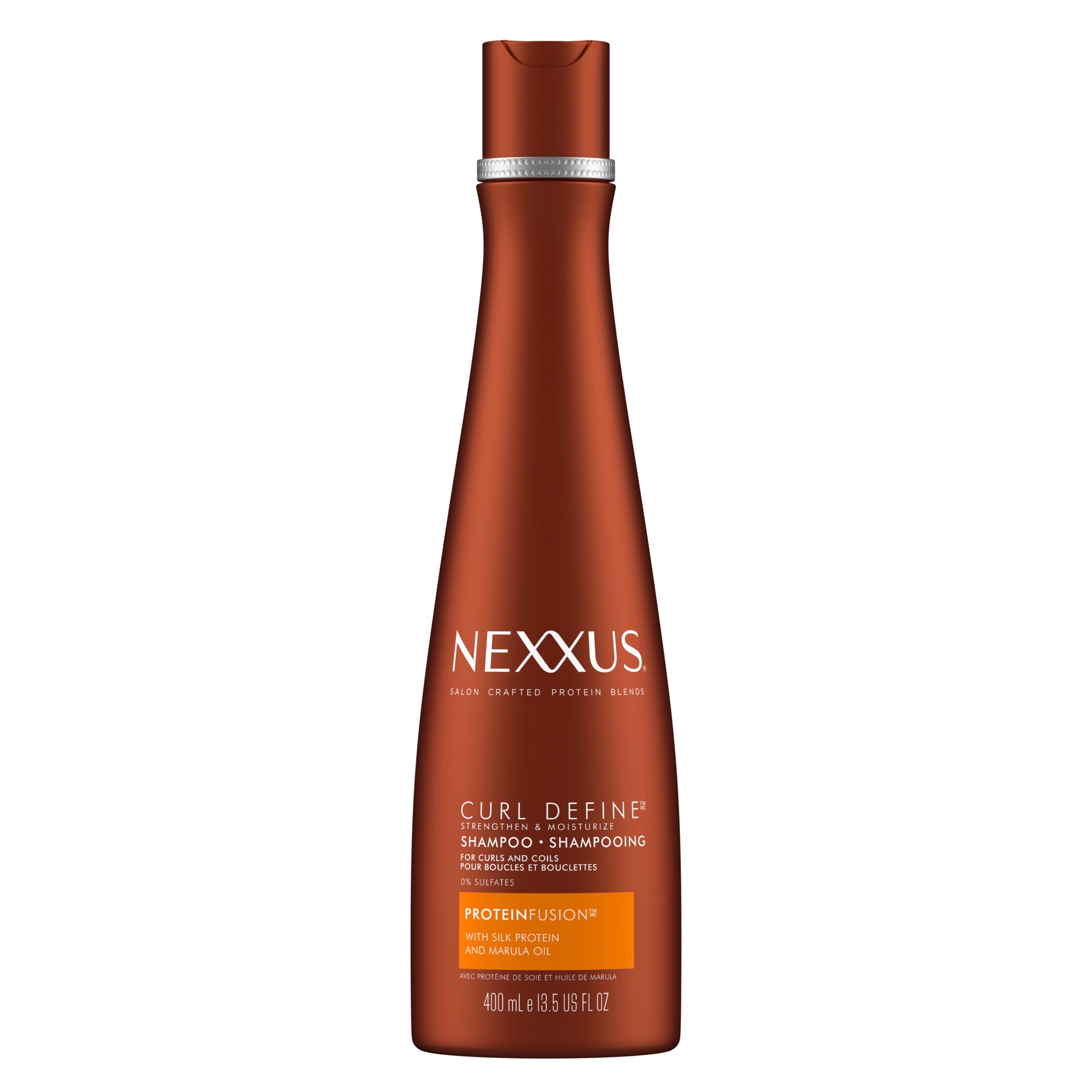 An image showing the frontside view of the Nexxus Curl Define Shampoo product packaging.