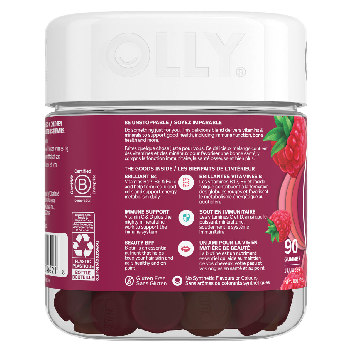 Left side view of the OLLY Women&#39;s Multi packaging.