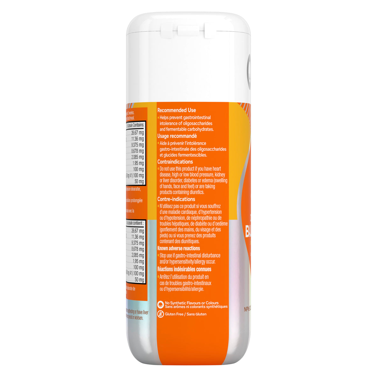 Left side view of the OLLY Beat The Bloat 25 Capsules packaging.