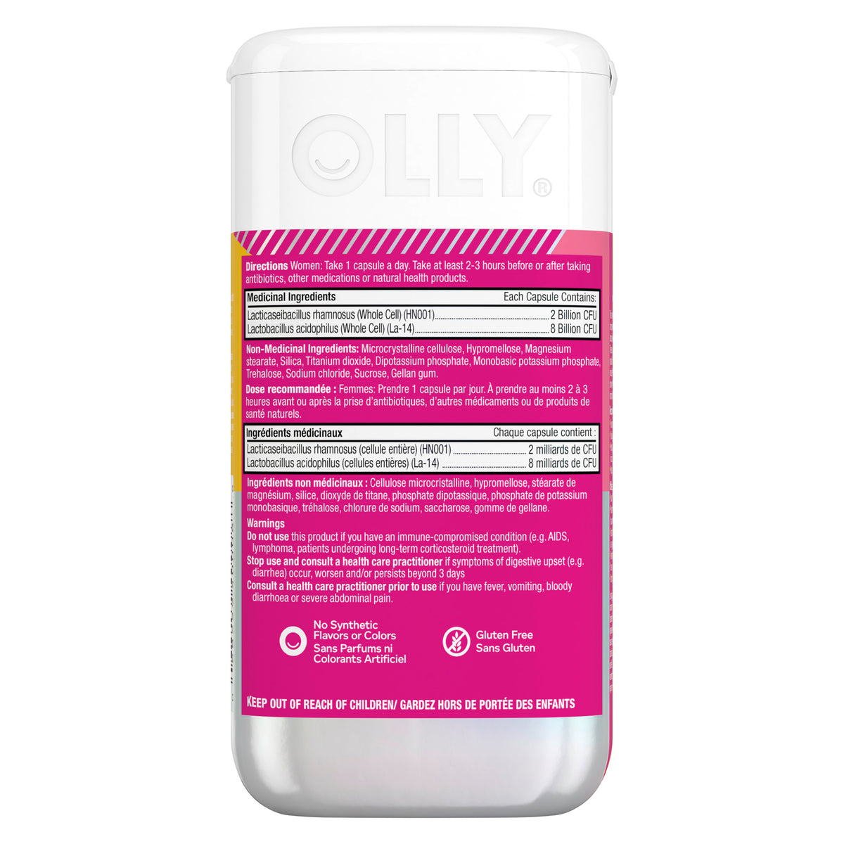 An image showing the backside view of the OLLY Happy Hoo Ha product packaging.