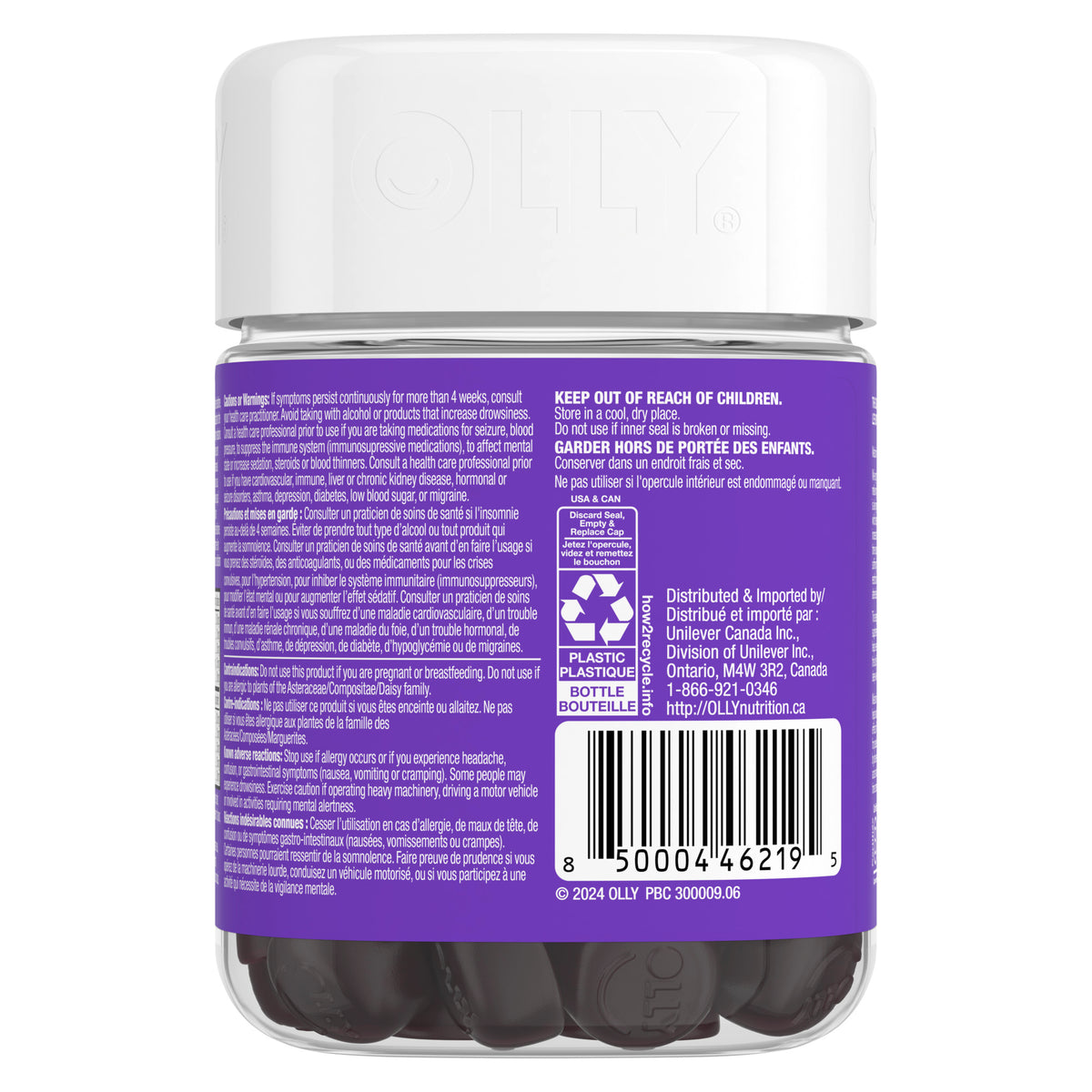 An image showing the backside view of the OLLY® Sleep product packaging.