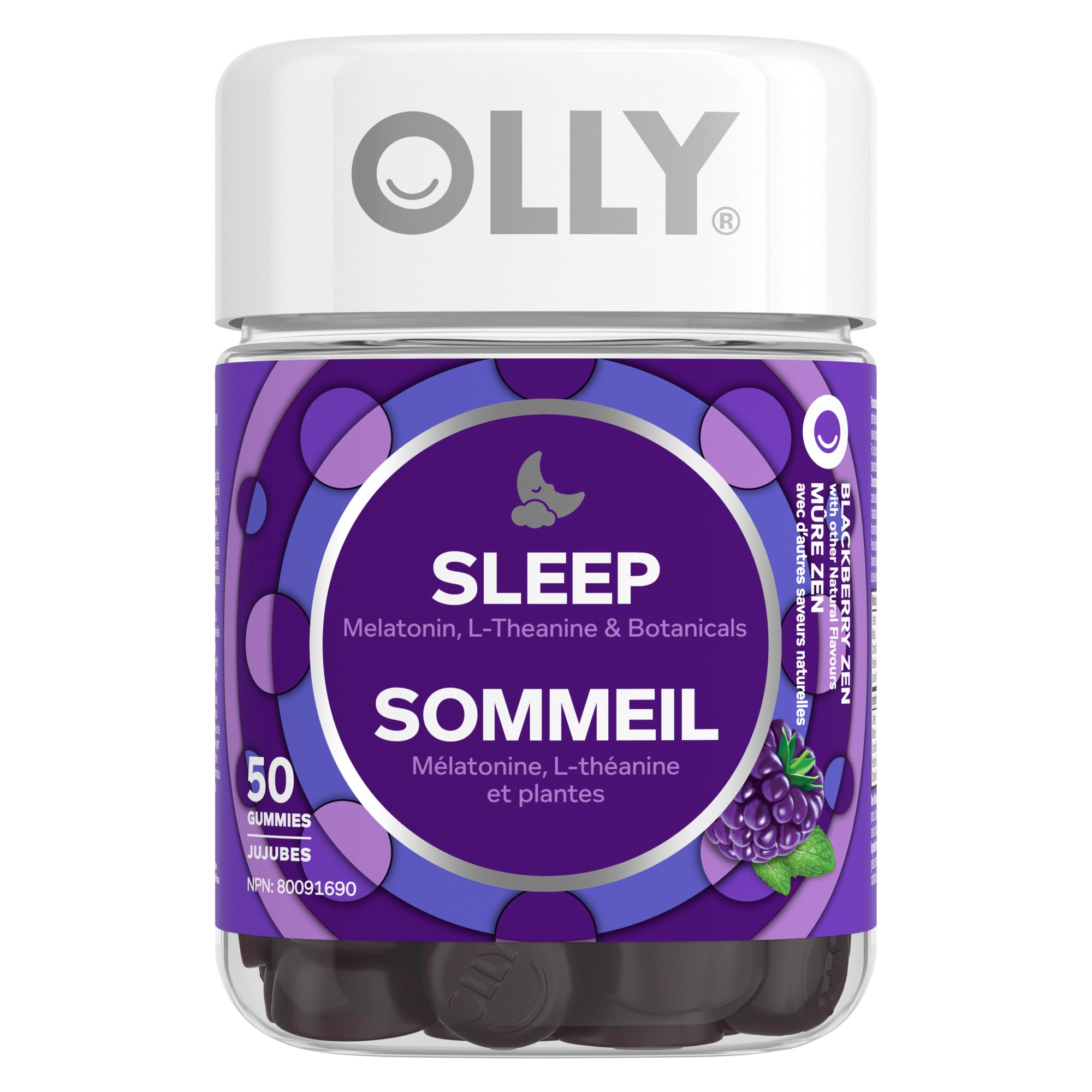 An image showing the frontside view of the OLLY® Sleep product packaging.