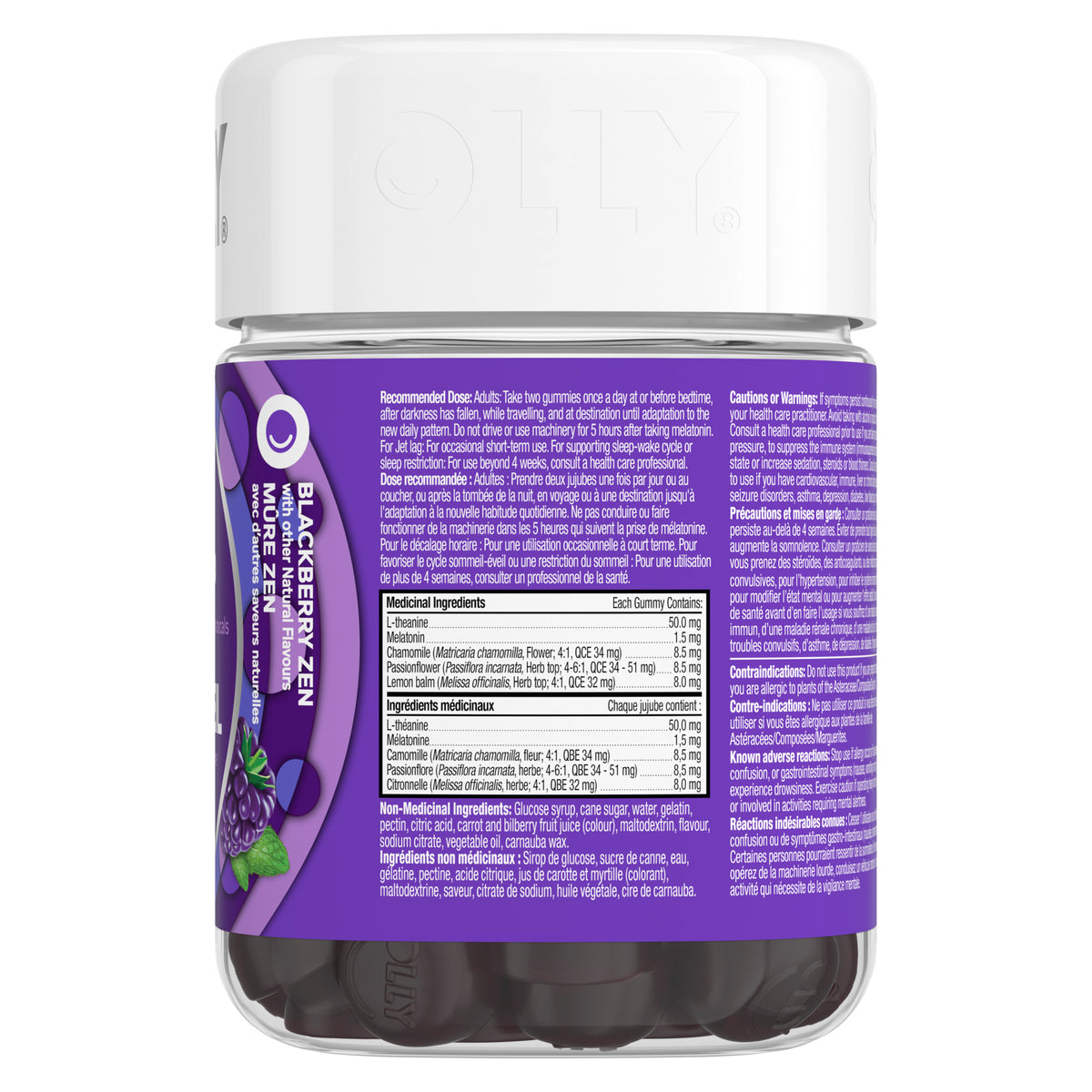 An image showing the rightside view of the OLLY® Sleep product packaging.