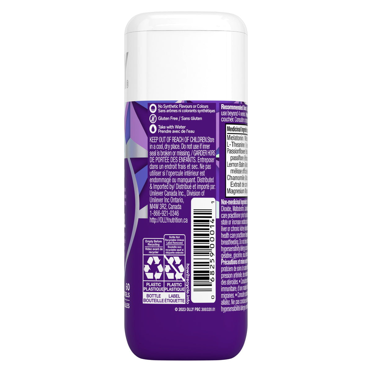 An image showing the right side view of the OLLY Ultra Strength Sleep Softgels product.