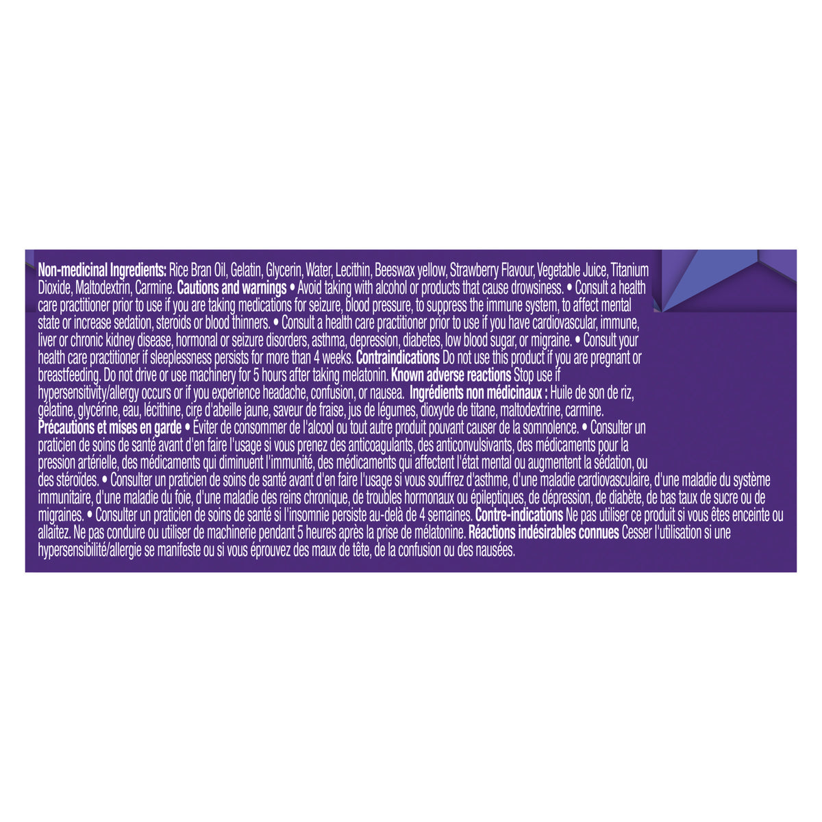An image showing the ingredient label of the OLLY Ultra Strength Sleep Softgels product.