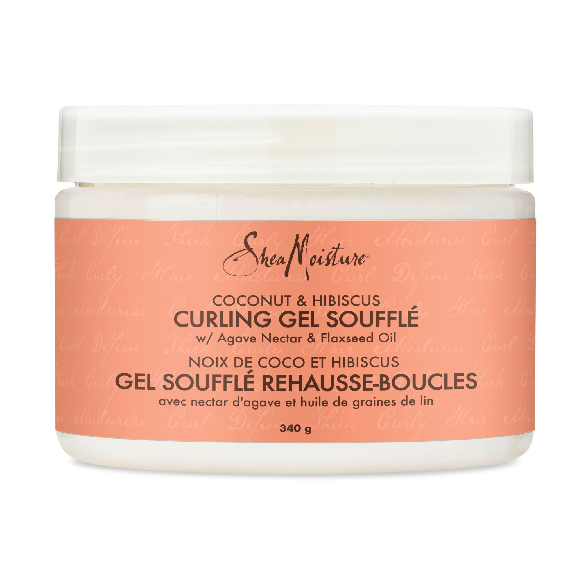 Showing the front angle view of the SheaMoisture Coconut & Hibiscus Gel Curl Souffle 340g product.