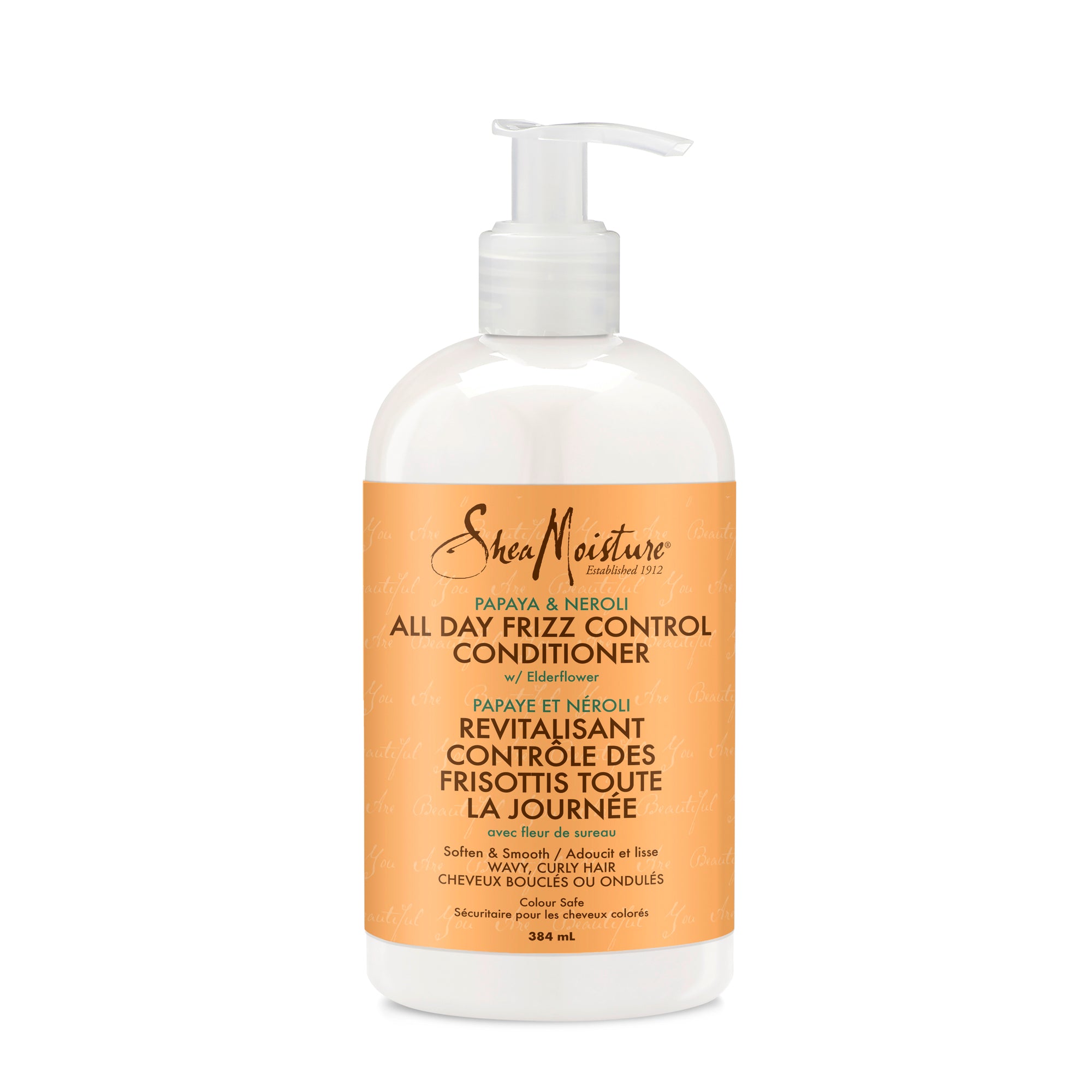 Showing the front angle view of the SheaMoisture Papaya & Neroli Frizz Control Conditioner 384mL product.