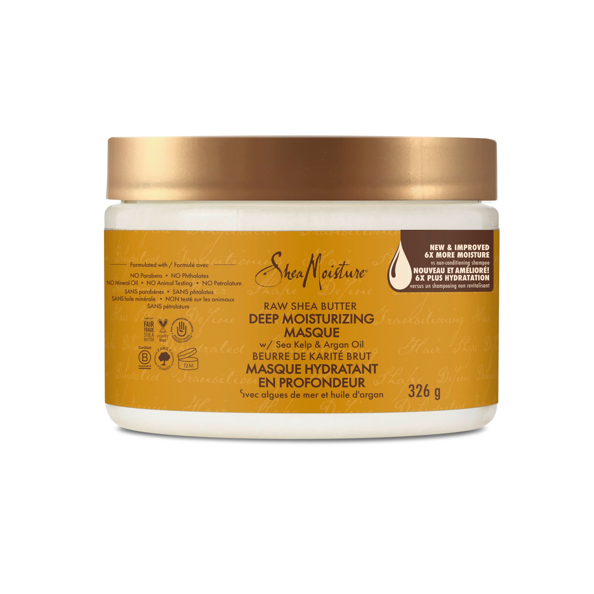 Showing the front angle view of the SheaMoisture Raw Shea Butter Hair Masque 326g product.