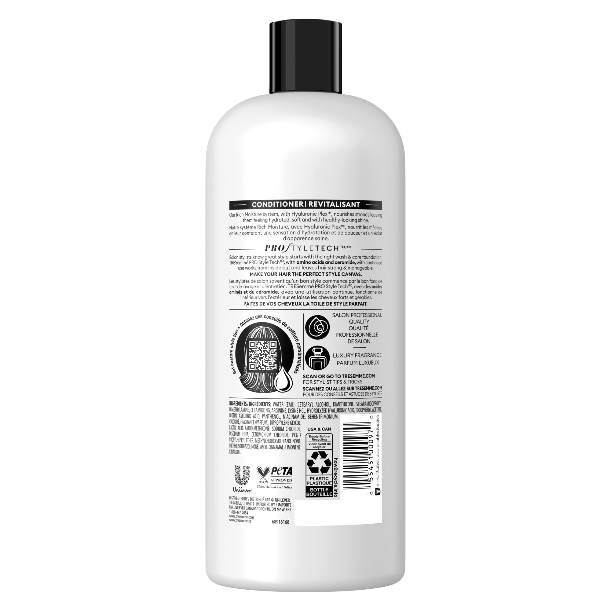 An image showing the frontside view of the TRESemmé Rich Moisture Conditioner 828mL product packaging.