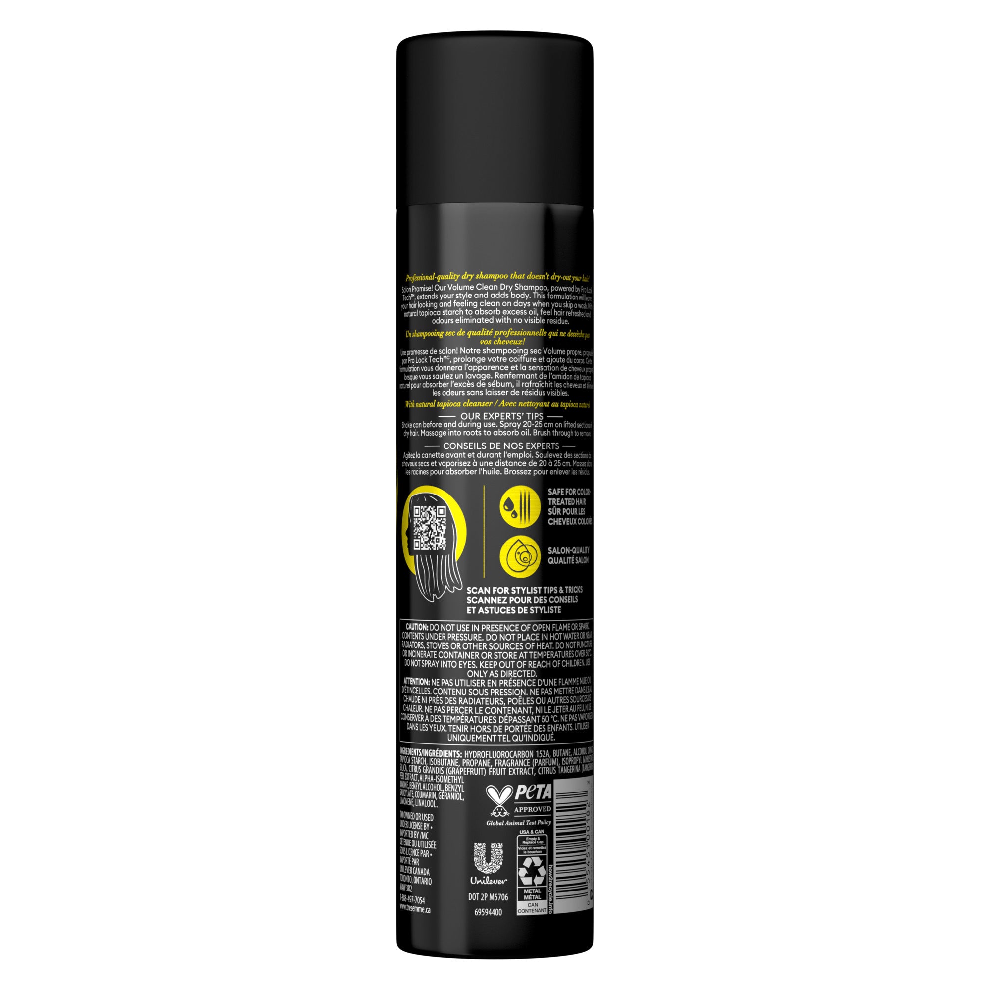 An image showing the frontside view of the TRESemmé Volume Clean Dry Shampoo product packaging.