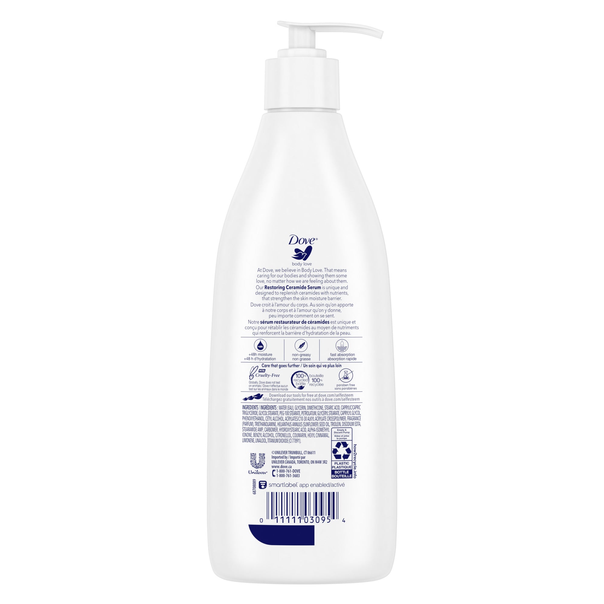 Dove Body Love Lotion corporelle ultra réparatrice pour peaux sèches récurrentes qui restaure et renforce visiblement la barrière cutanée 400 ml