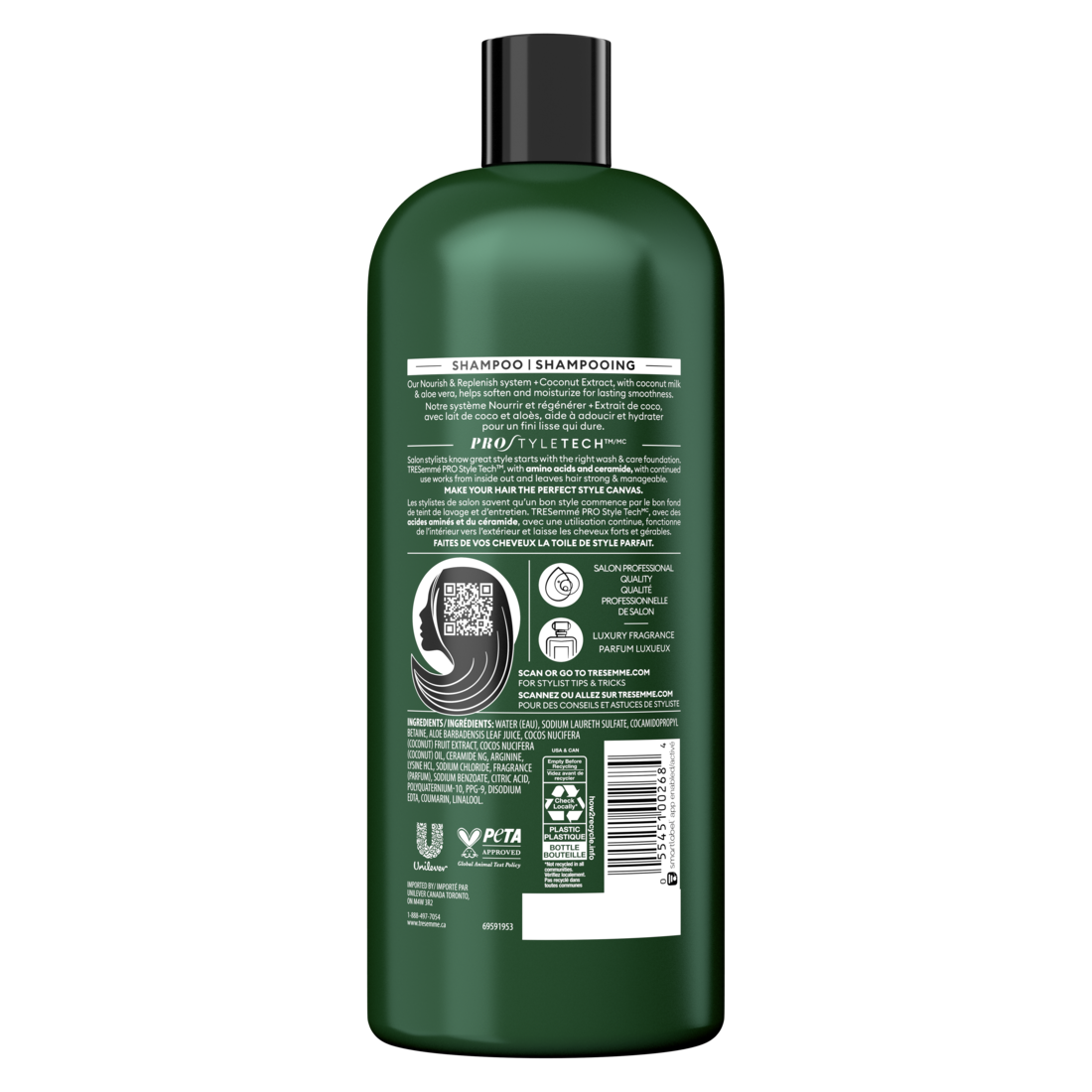 TRESemmé Botanique Nourish &amp; Replenish Shampooing pour cheveux secs + Extrait de Noix de Coco formulé avec Pro Style Technology™ 828 ml