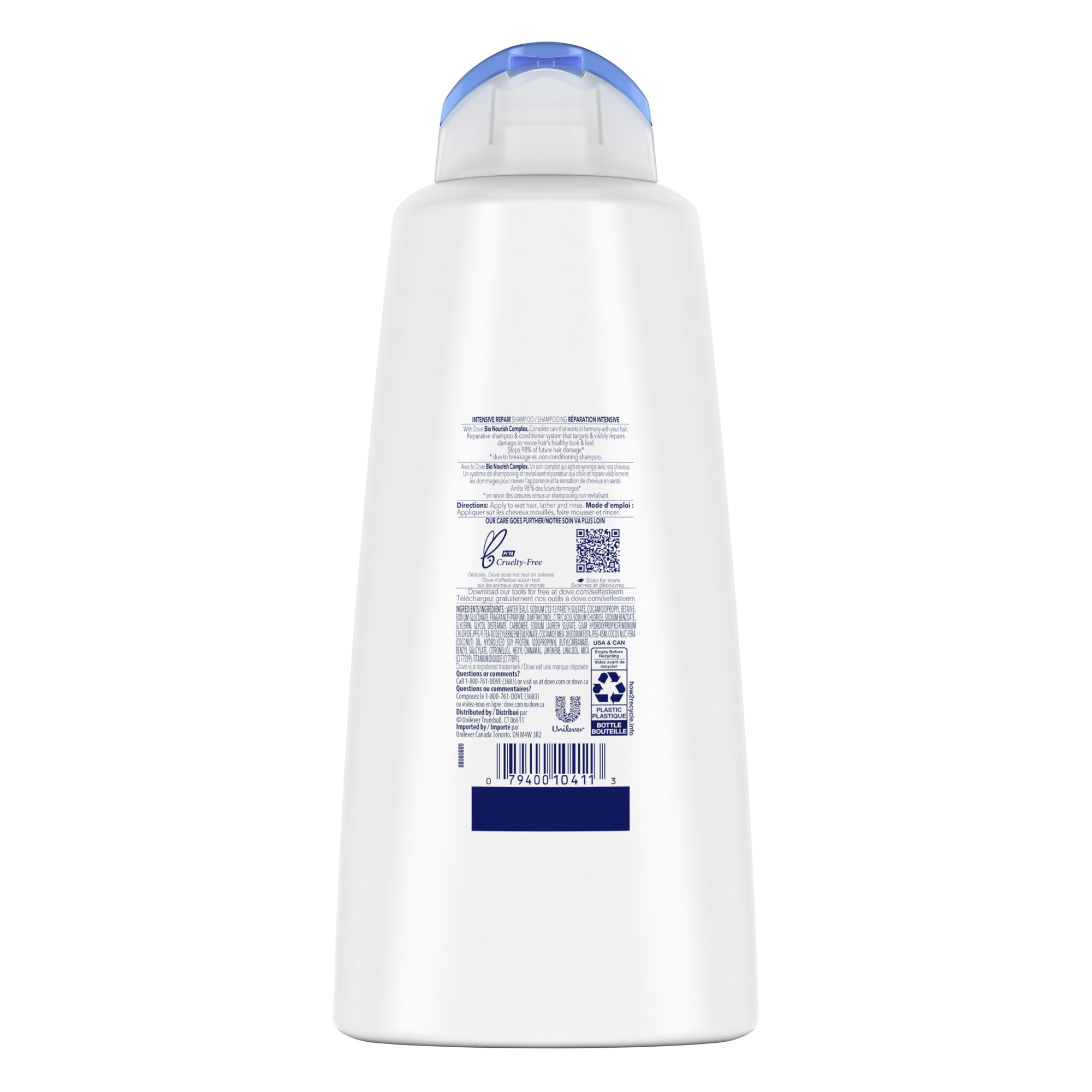 Dove Shampooing Réparateur Intensif au Complexe Bio-Nourish Ravive les Cheveux Abîmés 750 ml