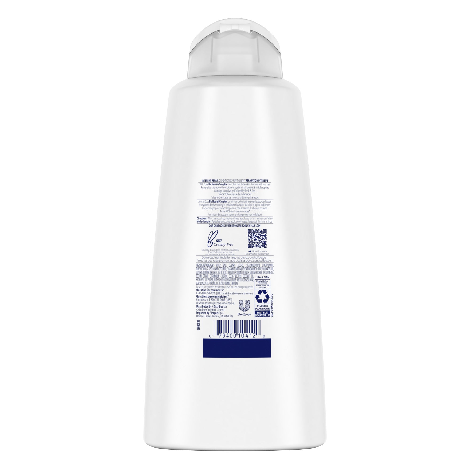 An image showing the frontside view of the Dove Intensive Repair Conditioner product packaging.