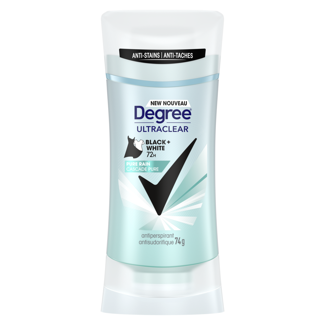 Degree UltraClear Noir + Blanc Déodorant Anti-Transpirant Stick pour 72H de Protection contre la Transpiration et les Odeurs pour femme 74 g 