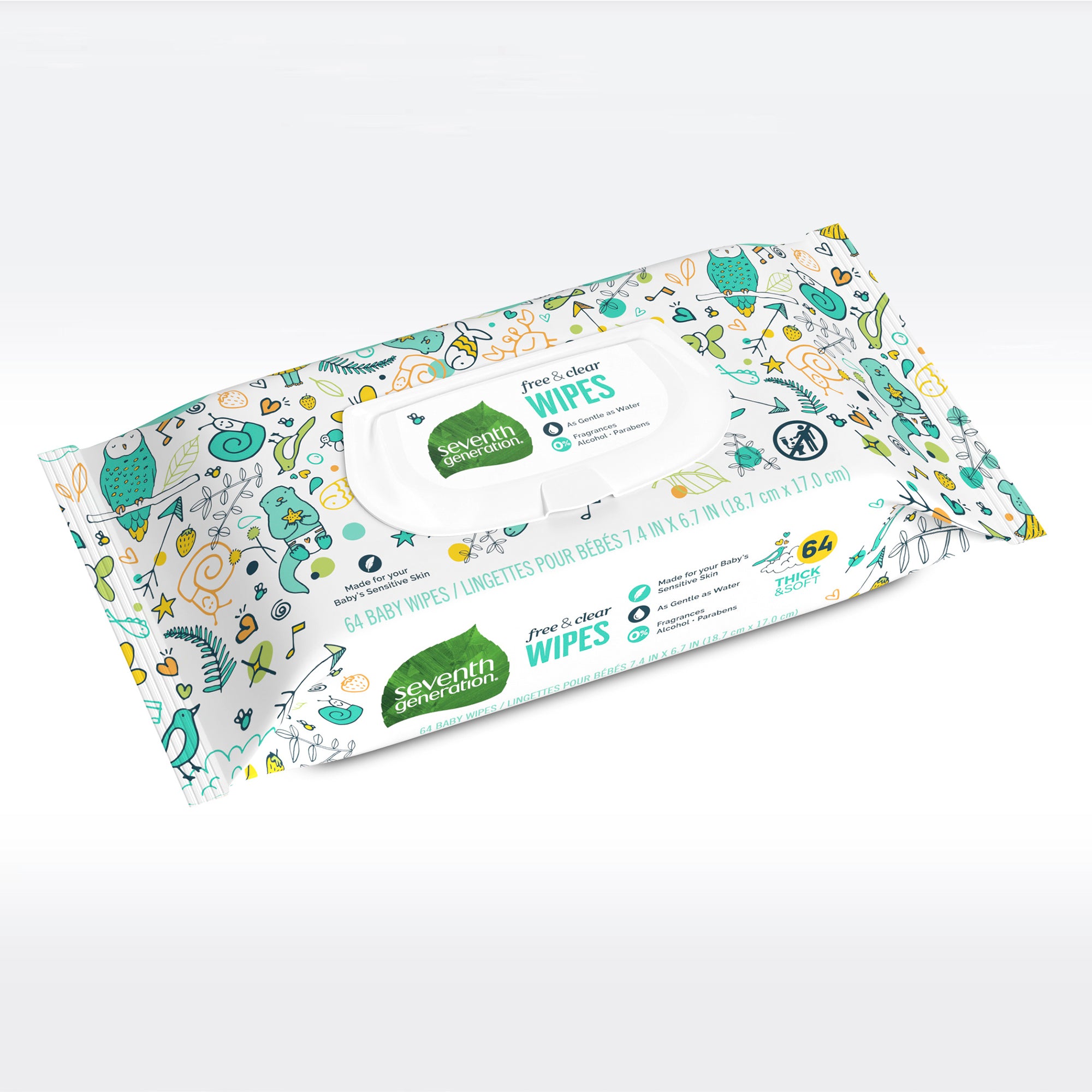 Seventh Generation Free and Clear Baby Wipes 64ct