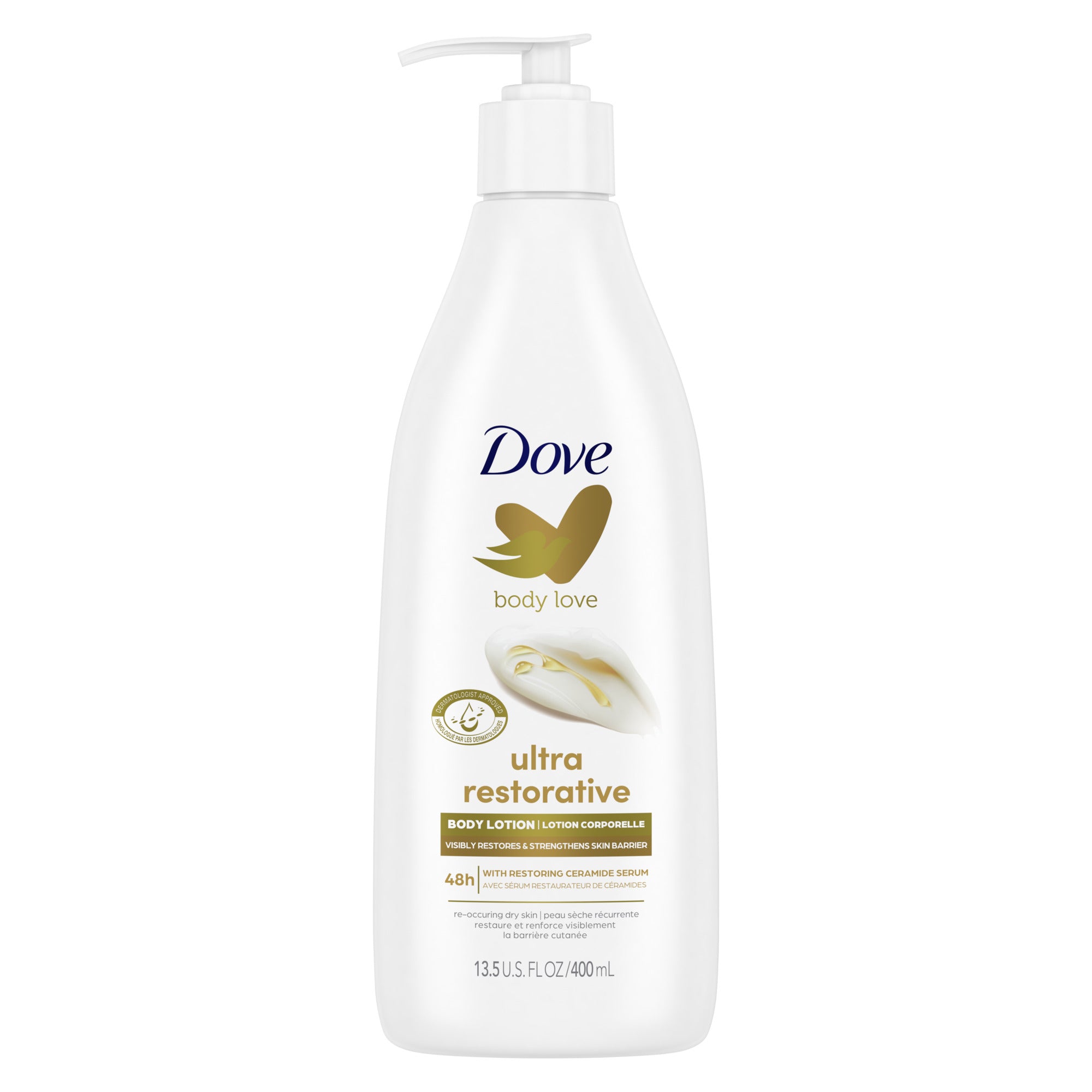 Dove Body Love Lotion corporelle ultra réparatrice pour peaux sèches récurrentes qui restaure et renforce visiblement la barrière cutanée 400 ml